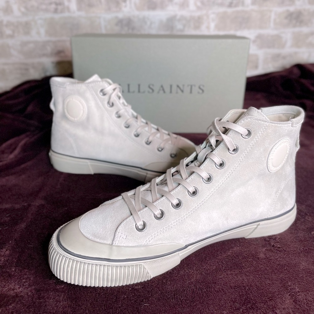 Allsaints New✅ Men's Dumont Suede High-Top Sneakers Chalk white 10M
